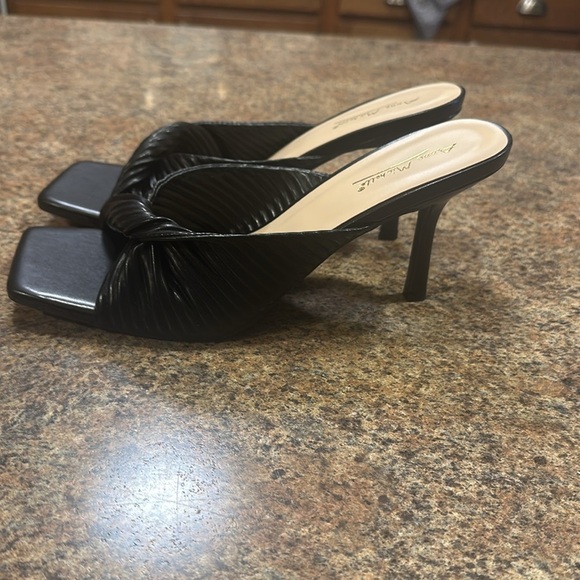 Anne Michelle Kitten Heel Slip On Black Womens Size 10 Square Toe - Picture 6 of 11